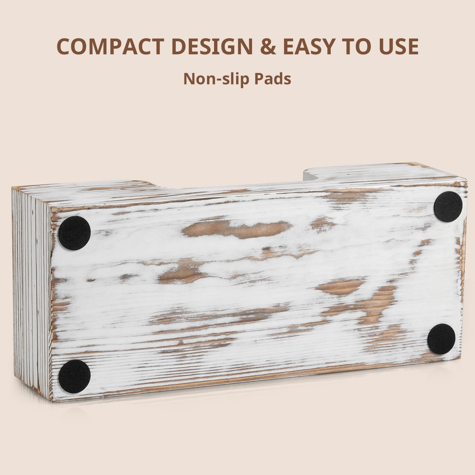 Dispensador de toallas de papel, soporte de toallas de mano de papel plegado de madera lavada blanca para baño de invitados, bandeja dispensadora de pañuelos de mesa comercial para múltiples pliegues