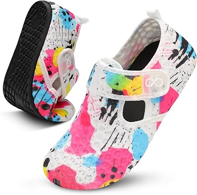 JOINFREE Water Shoes for Women Men Non-Slip Water Socks for Swim Boating Surf Yoga Summer Beach Shoes White Graffiti 5.5โ6 Women / 4โ5 Men