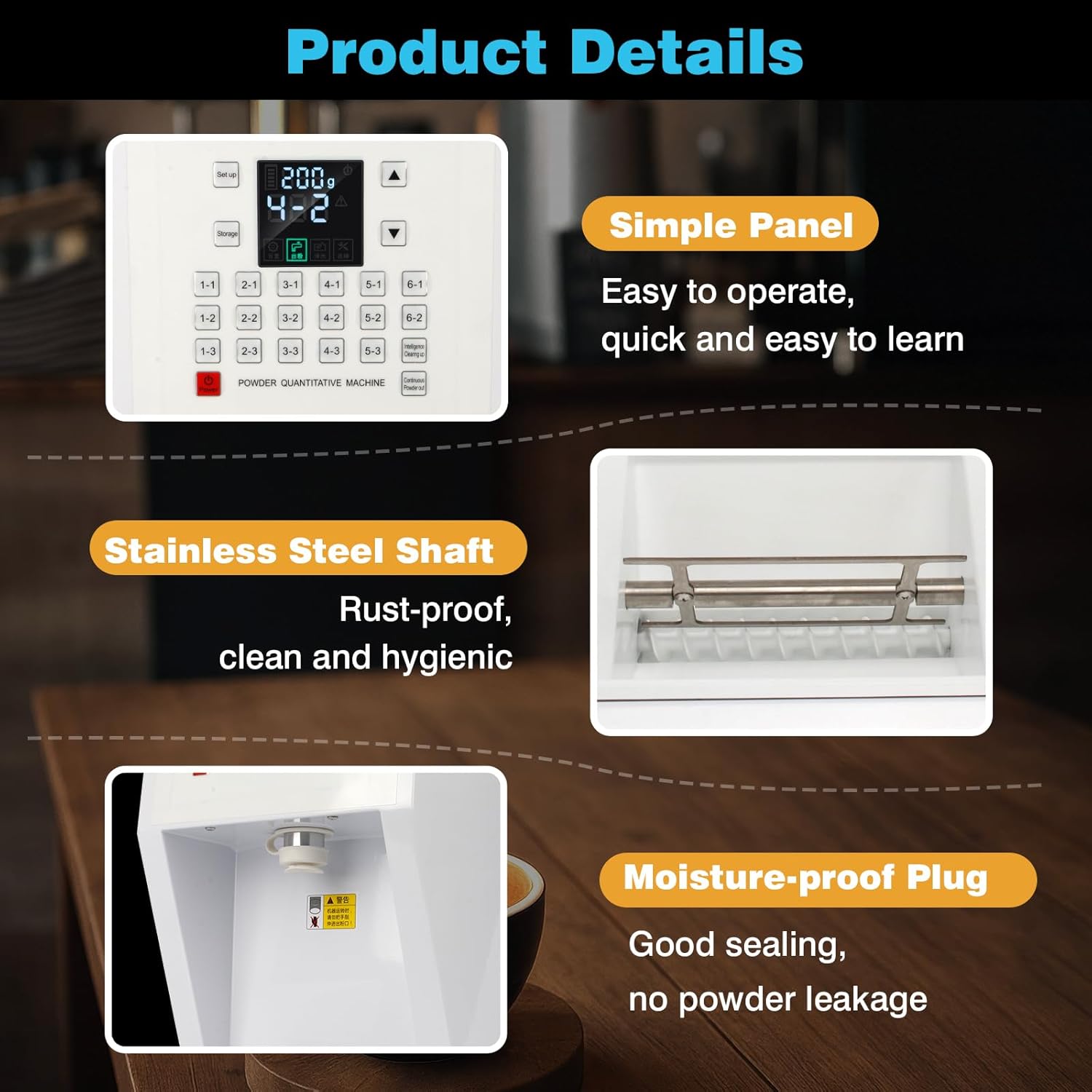 Automatic Fruit Powder Dispenser 3.5L Powder Quantitative Machine Portable Powder Filling Machine 110V Digital Powder Dispensing Machine for Commercial & Home Use Bubble Tea Equipment