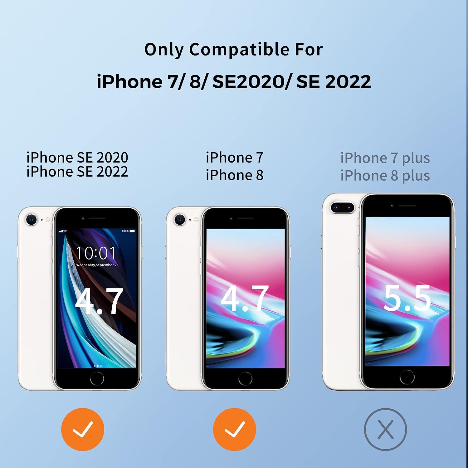UNBREAKcable Clear Case for iPhone SE 2022/iPhone SE 2020/iPhone 8/iPhone 7 Apple Phone 4.7", [Anti-Yellowing PC Back] Shockproof Anti-Scratch Protective Bumper Cover - Crystal Clear