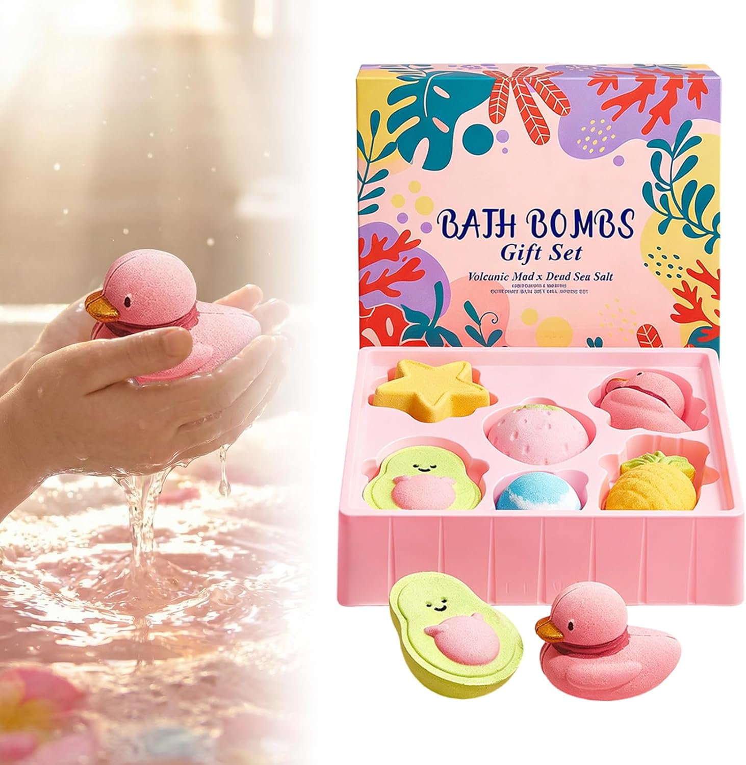 Bath Bombs Set with Mega Bubbles, 2026 New 6 Pack Cute Bath Bomb Gift Set, Magic Bath Bombs Birthday Gift Mothers Day Gifts for Wife, Mother, Girlfriend (6, Large)