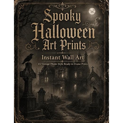 Instant Wall Art: Spooky Halloween Art Prints: 45 Vintage Photo-Style Ready-to-Frame Prints (Halloween Wall Art)