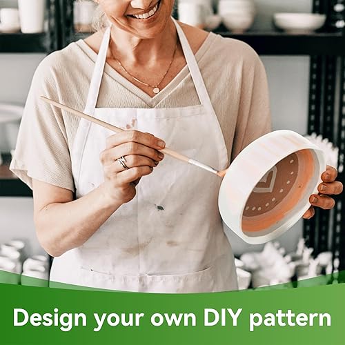 Miniatura 6 de ZOUTOG Macetas de cerámica para suculentas de 6 pulgadas con orificio de drenaje y bandeja de bambú, paquete de 2 macetas redondas blancas