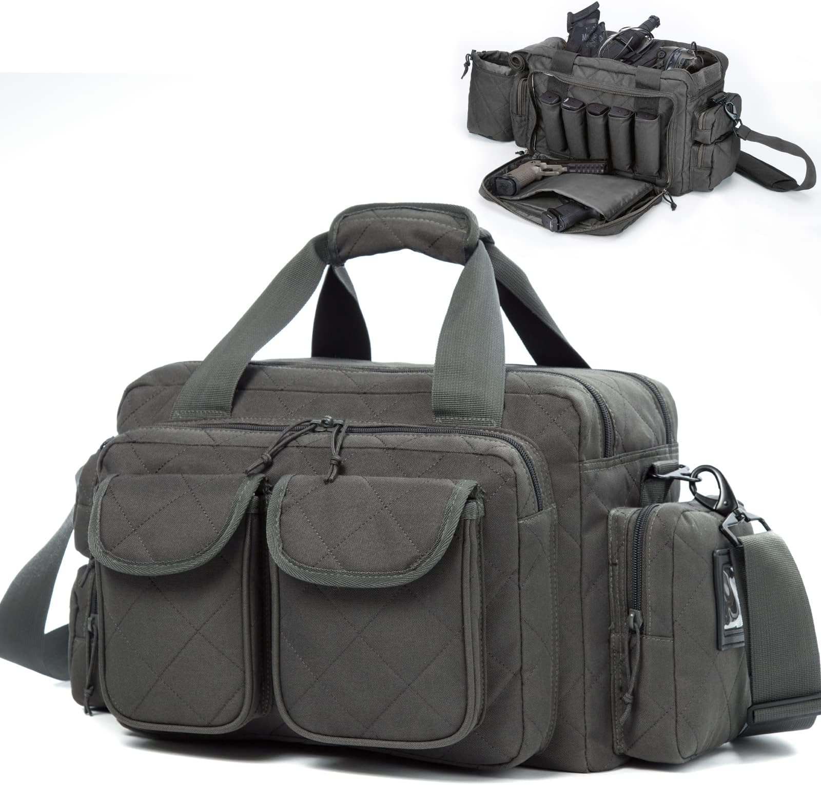 AUMTISC Tactical Gun Range Bag Pistol Case for Handguns and Ammo, Tactical Shooting Duffle Bag for Range Accessories