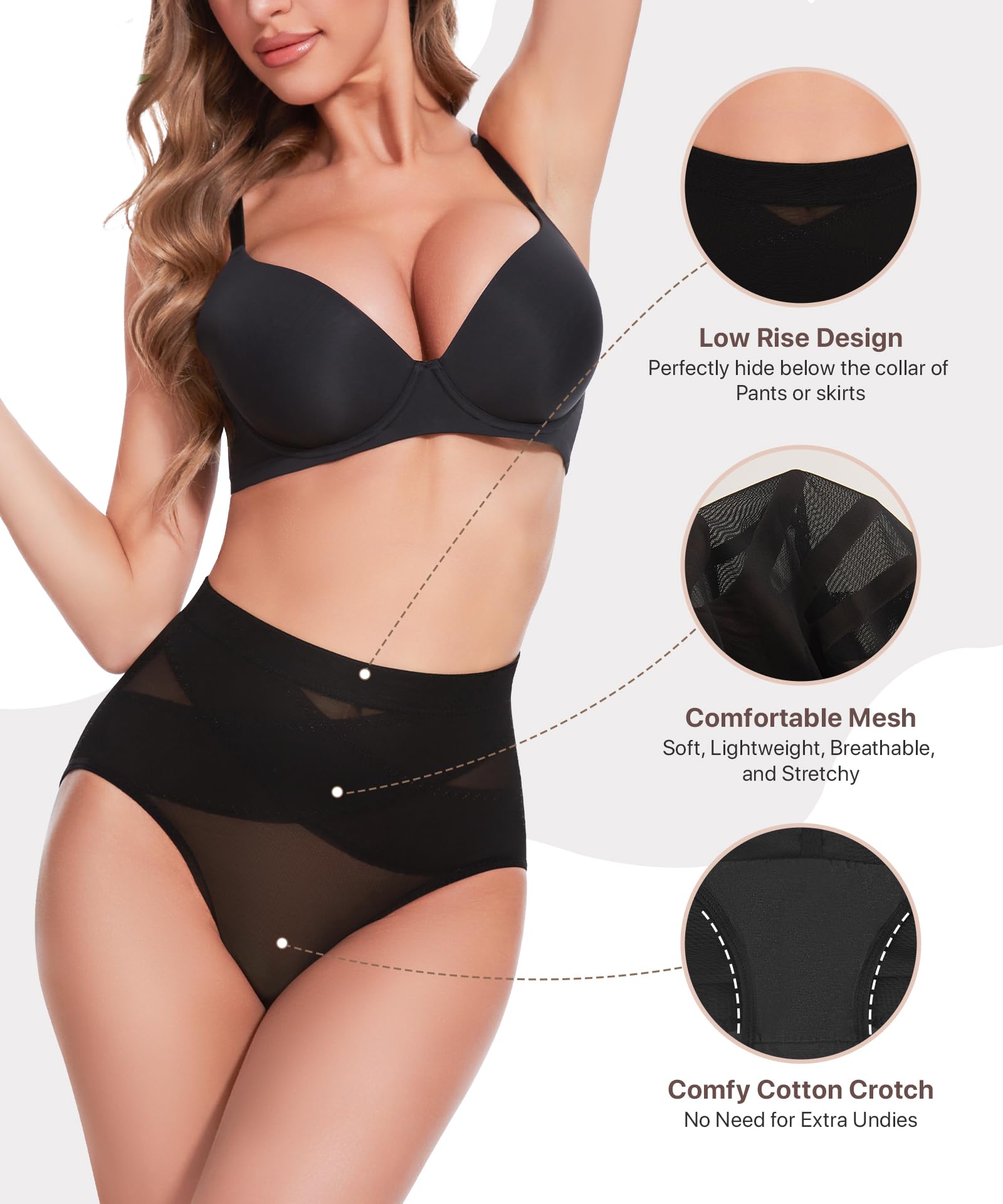 GYDEK Bragas moldeadoras para mujer con control de abdomen, cintura alta, tanga, faja moldeadora sin costuras, ropa interior de compresión