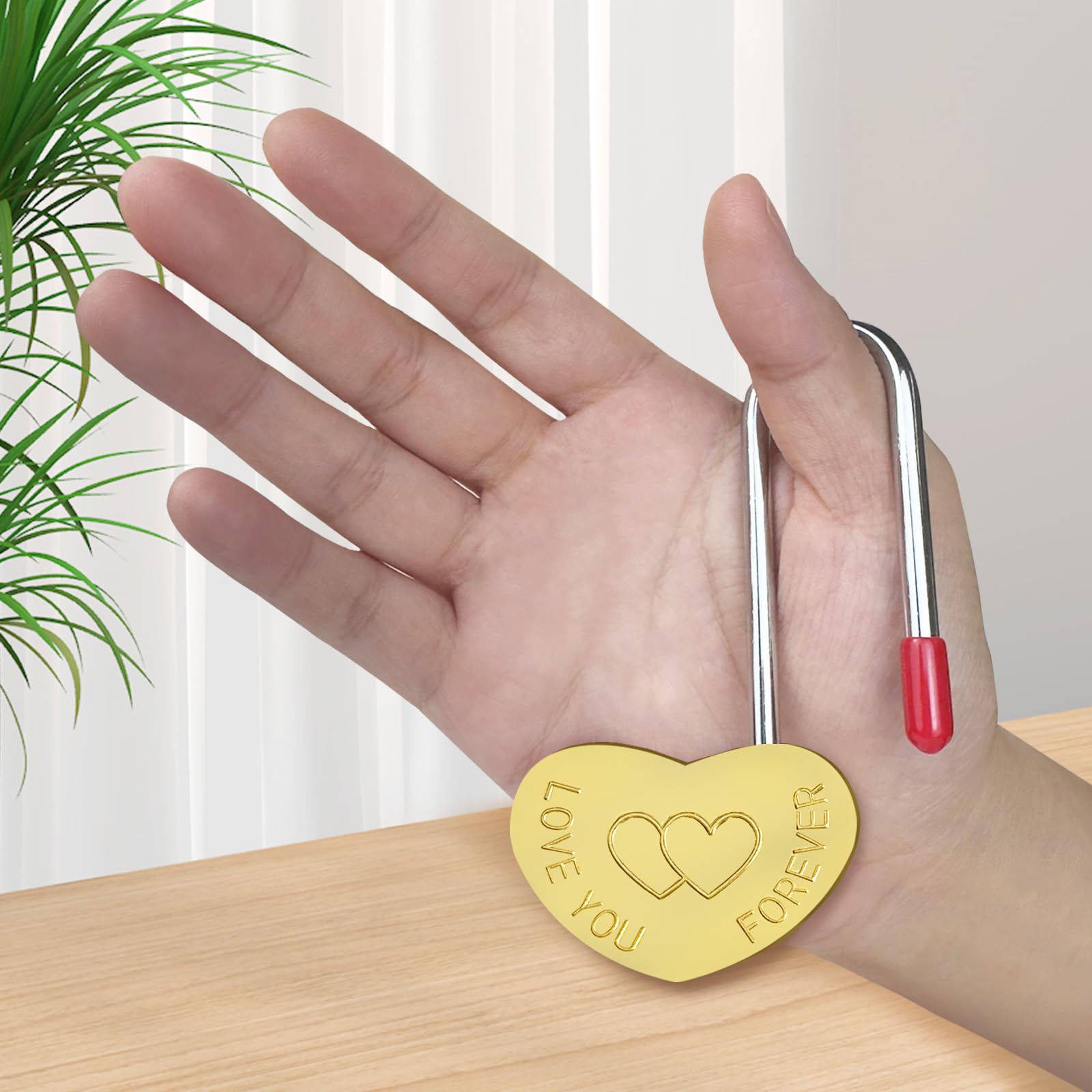 5 candados de latón con corazón único de 3.5 pulgadas, 50 mm, candado de metal grabado Love-You-Forever para puente Lovelock, boda y aniversario (sin llave)