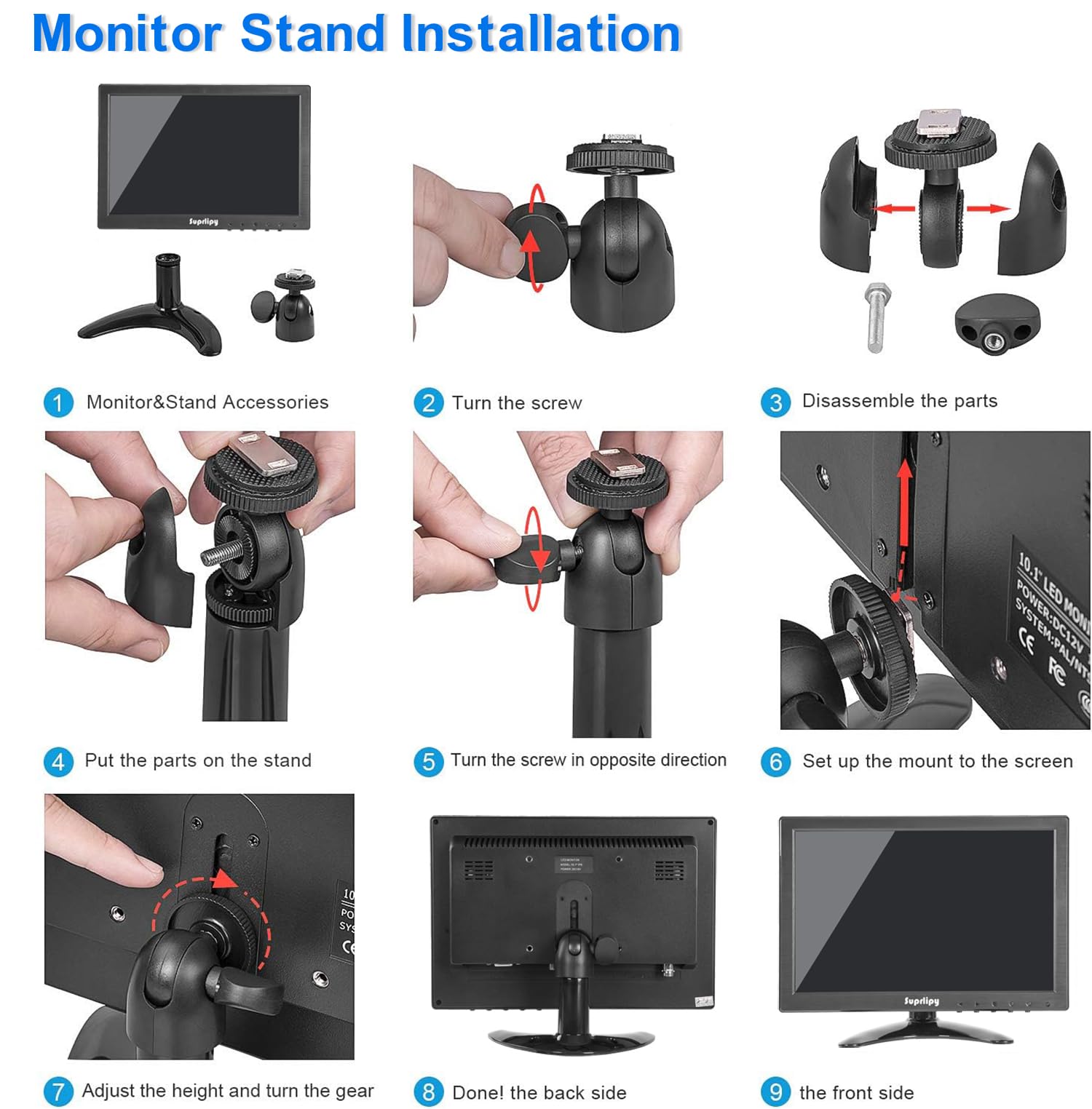 10 pollici FHD Small IPS Monitor LCD Display 1920 x 1200 60 Hz 16:10 con ingresso BNC VGA AV Altoparlante incorporato per telecamera di sicurezza CCTV DVR PC STB console di gioco