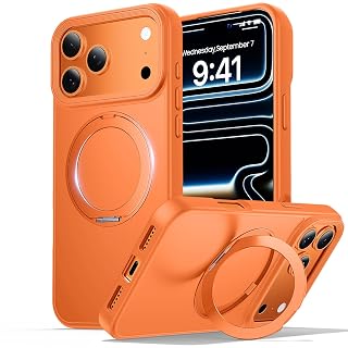 for iPhone 17 Pro Max Case with Stand,Fit for MagSafe,Military Drop Protection,Build in Magnetic Kickstand,Slim Phone Case for iPhone 17 Pro Max, 6.9",Matte Orange - Amazon product rated Grade A