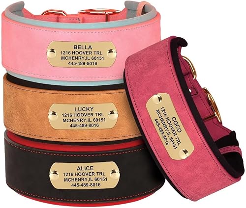 Miniatura 5 de PET ARTIST Collares de perro personalizados, collar de perro de piel sintética con placa de nombre grabada, personalizado para perros medianos y
