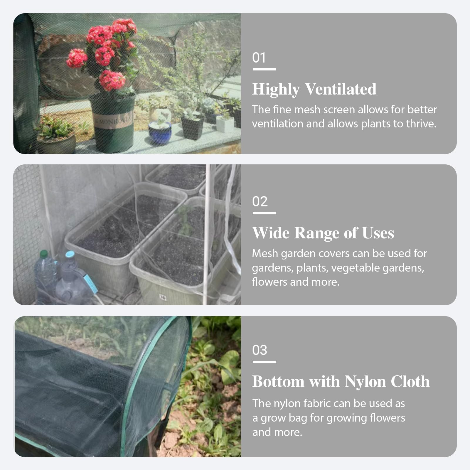 Rete Anti Insetti Gabbia per Orto con Rete da Giardino, Coperture per Piante in Rete per Frutta e Fiori All'aperto, Copertura per Aiuola con Telaio Antivento
