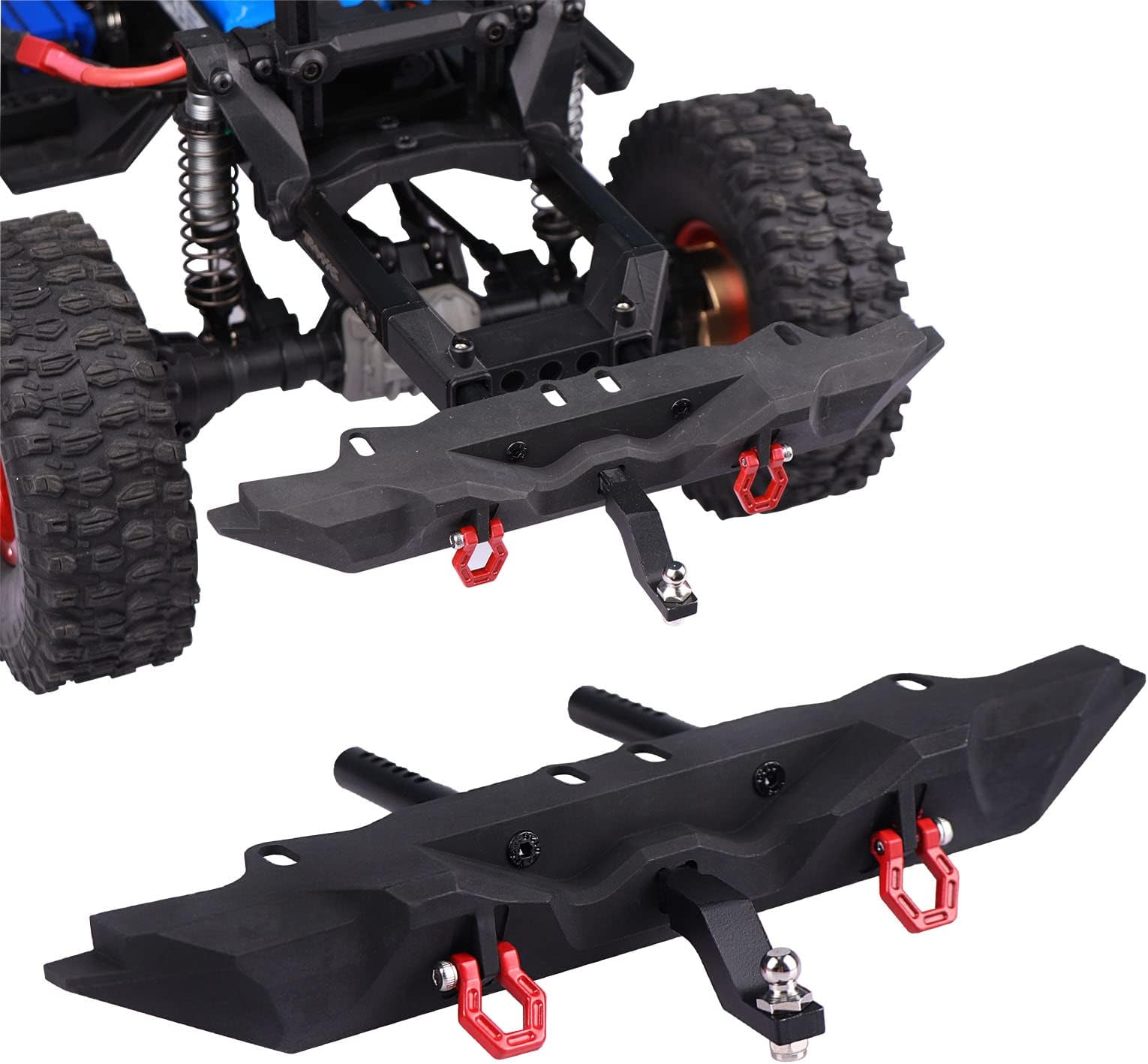 AimrockMetal RC Crawler Rear Bumper w/Tow Hooks for 1/10 TRX4 Sport Defender SCX10 SCX10 III RC Rock Crawler Truck Upgrade Parts (Rear)