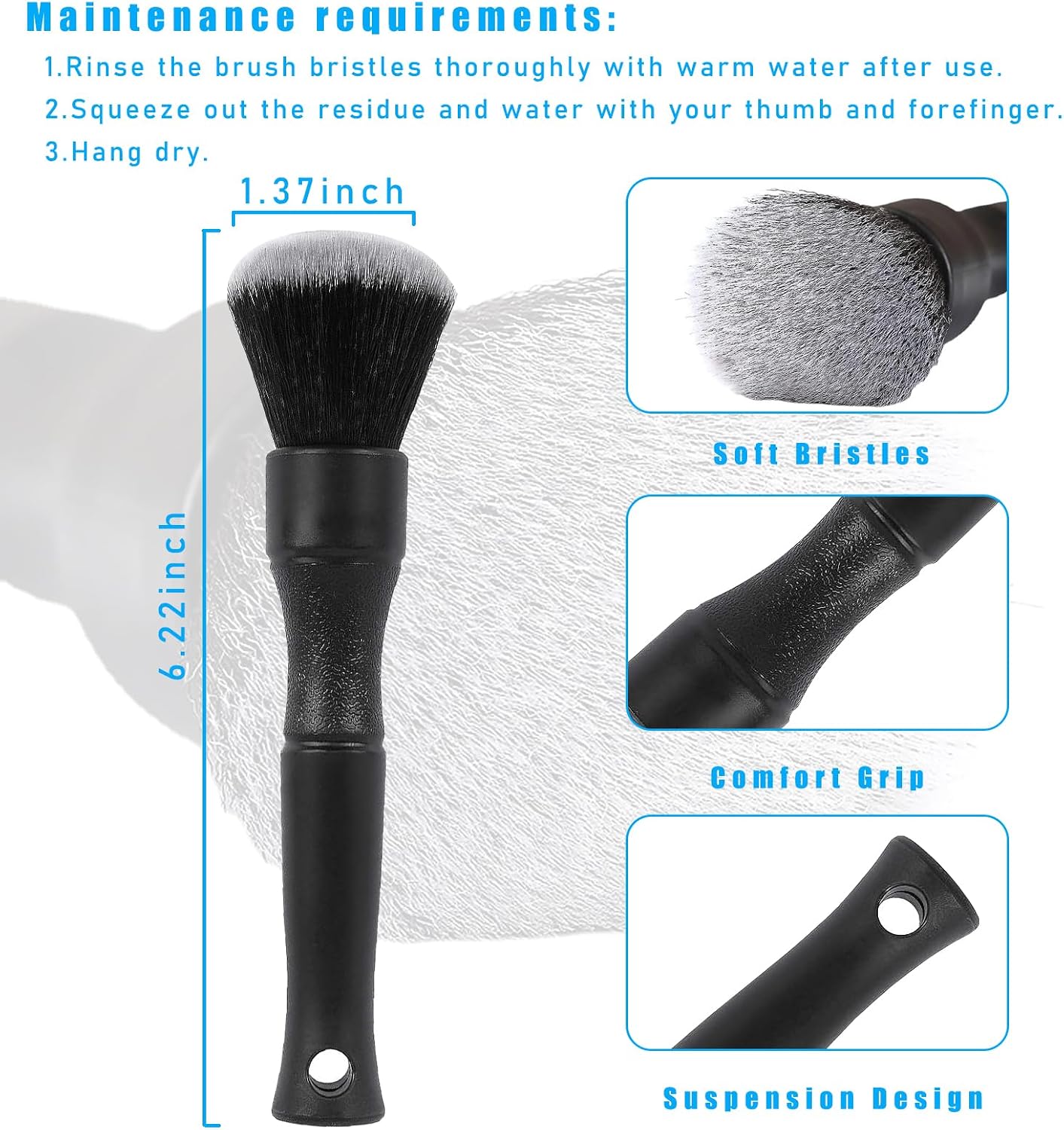 Ziciner Car Detailing Brush, Ultra Soft Car Detail Brush Kit for Elegant Surfaces, Auto Scratch-Free Cleaner Kit for Car Interior & Exterior, Wheels, Dashboard, Engine Bay (Short Handle) image 2