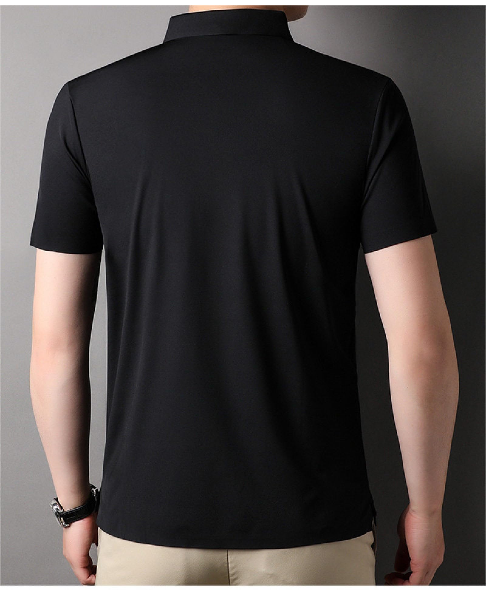 Moda Casual - Abbigliamento Estivo Sottile Streetwear Polo Nera Magliette Camicie da Lavoro Traspiranti con 3 Bottoni per Camicia da Uomo Quick Dry Casual Work Golf