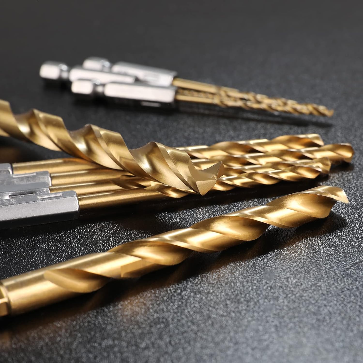 WORKPRO 9-Piece 1/4" Hex Shank Drill Bit Set, Titanium Plating HSS Drill Bits from 1/16" to 3/8" for Metal, Steel, Wood, PVC, Quick Change Design - - 