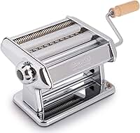 Imperia Titânio. Máquina de massa. 100% fabricada na Itália. Máquina de massa fresca em aço. Rolo manual com manivela. Cria folhas de massa para lasanha, tagliolini, fettuccine.