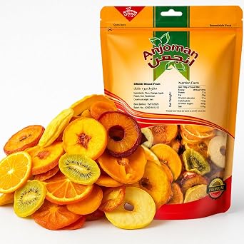 Anjoman Mix Dry Fruits - 250g, Sun Dried Apple, Plum, Kiwi, Peach, Orange, Persimmon, Tangerine, Pear Healthy & Natural Vitamins Rich, High Fibre Ready to Eat Snack with Antioxidants Dried Fruits