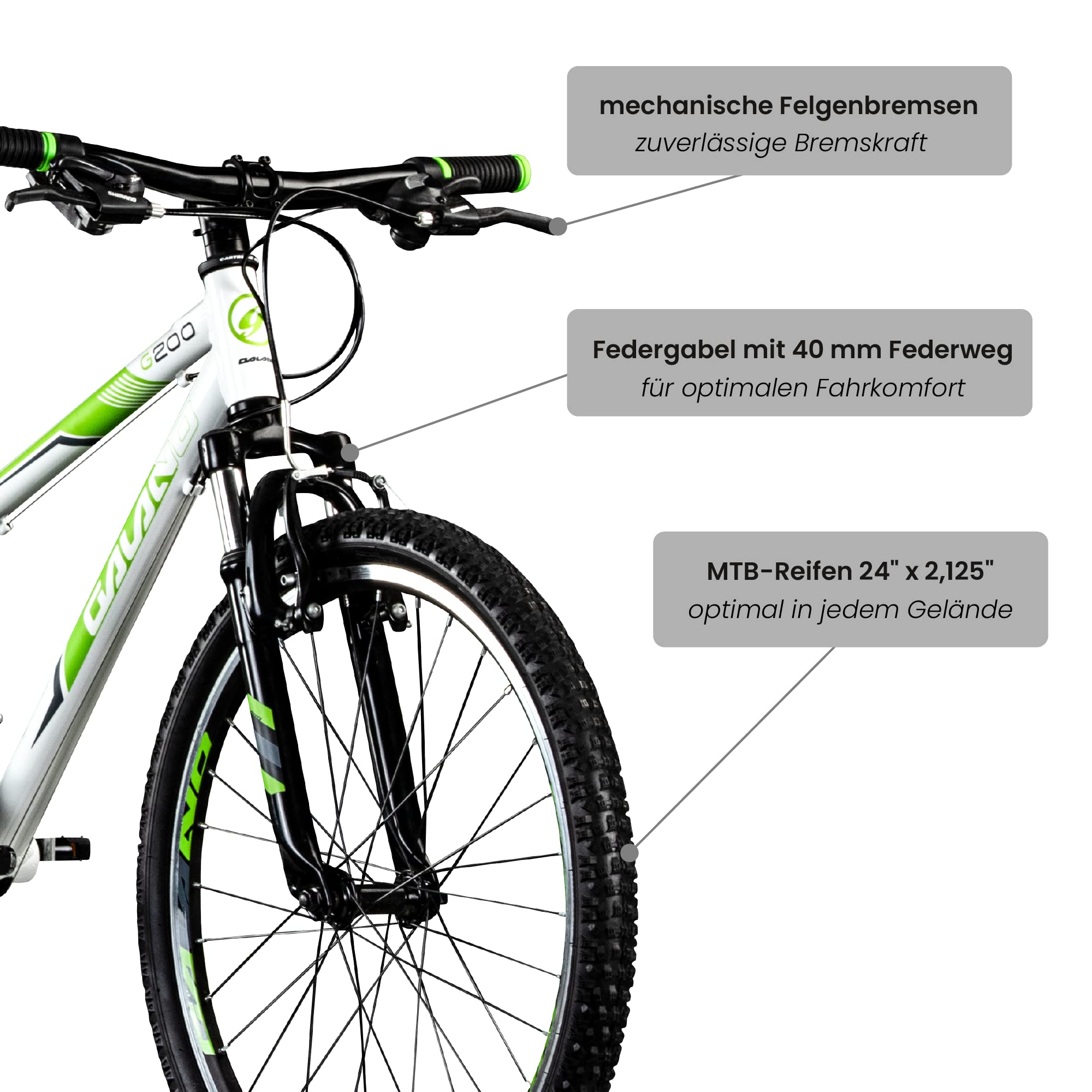 Galano G200 24 Zoll Jugend Fahrrad 21 Gang Mountainbike ab 8 Jahre MTB Hardtail Kinder Fahrrad Mountain Bike für Jungen und Mädchen Jugendfahrrad V-Brakes