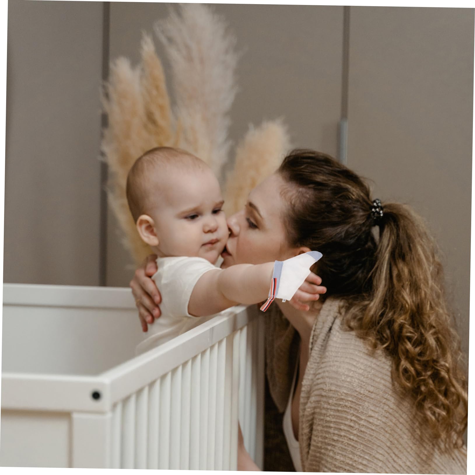 SWOOMEY 2 Pairs anti-eating gloves toys for kids teen stuff baby gloves baby thumb protector nail kits baby toy Infant Finger Sucking Corrector white nail biting toddler nylon protection