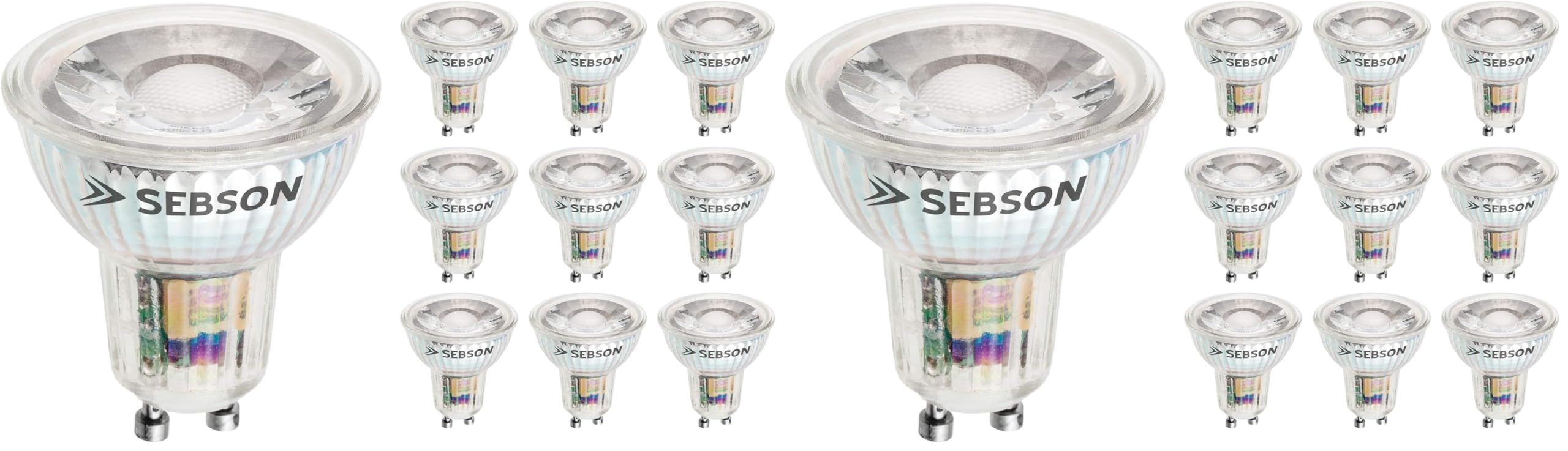 SEBSON GU10 LED Lampe 5W warmweiß - Ra 95 Serie + flimmerfrei - ersetzt 50W, 380lm 3000K 230V LED Leuchtmittel, ø50x54mm, nicht dimmbar, 20er Pack
