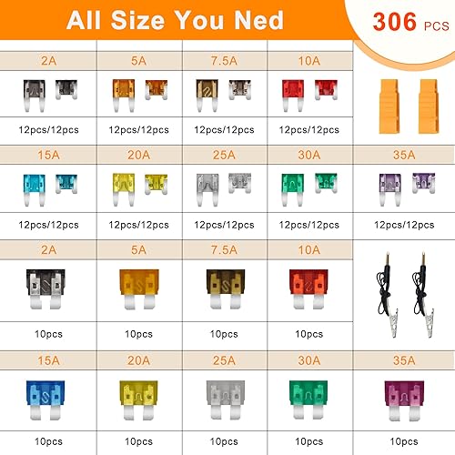 Miniatura 9 de AHIER - Juego surtido de fusibles de automóvil de 180 piezas, con probador de fusibles de automóvil y extractor de fusibles, fusibles automotrices