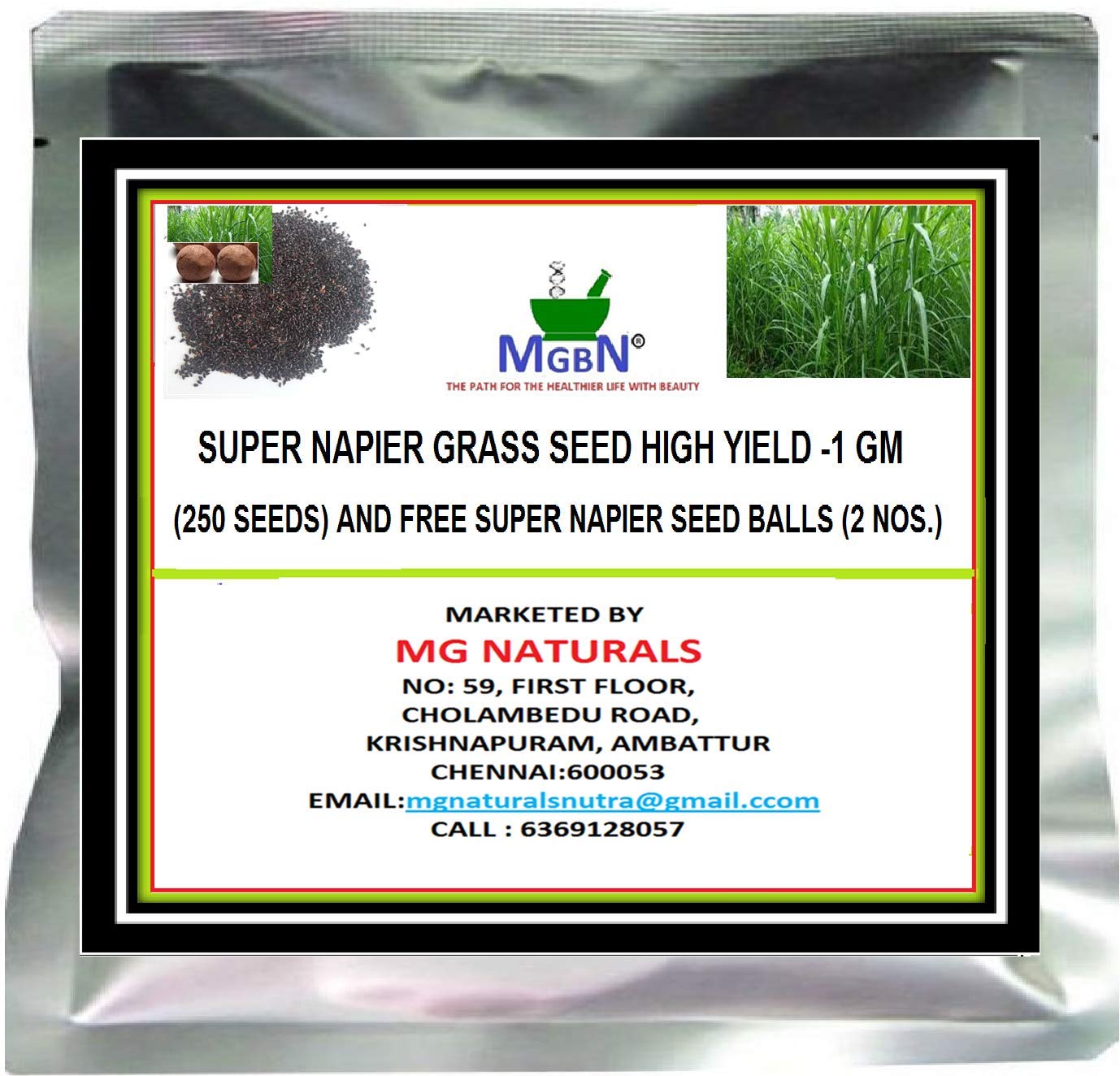 MGBN THE PATH FOR THE HEALTHIER LIFE WITH BEAUTY - Super Napier Grass Seed High Yield -1 gm (250 seeds) and Free Super Napier Seed Balls (2 nos.) (B08L83XLPG) Amazon Price History, Amazon Price Tracker