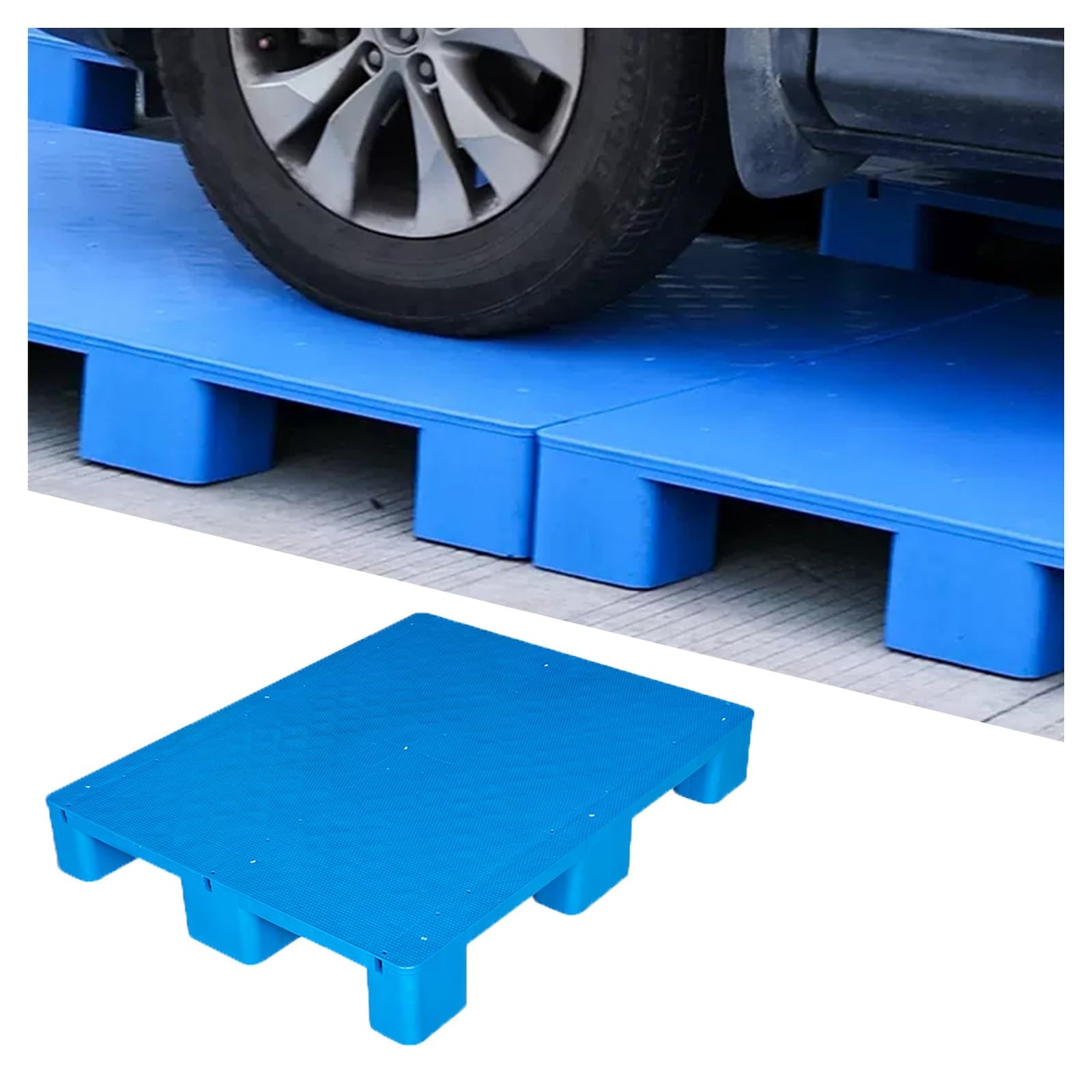 NQNFWCRJ Stackable Plastic Pallets Storage Flat Pallets Supermarket Water Proof Matting Modular Platform Matting for Warehouse Basement Cargo Shelving Blue(60x80x14cm/23.6x31.5x5.5)