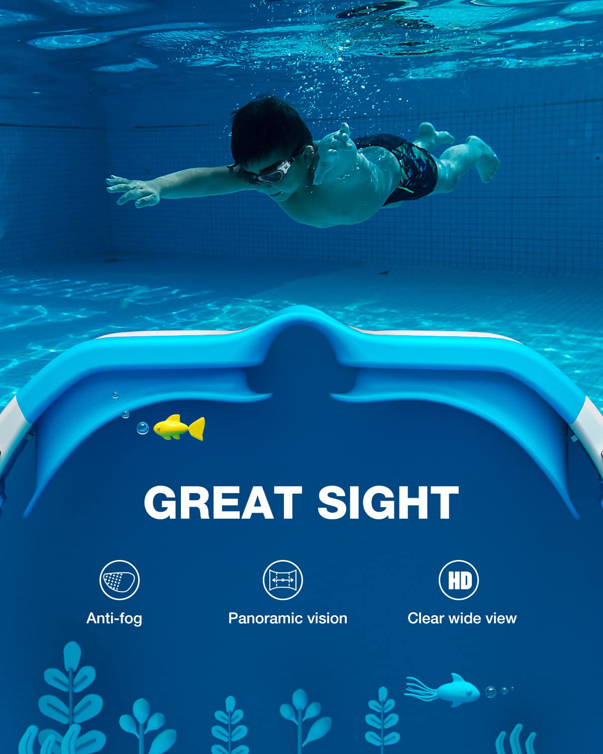 ZIONOR G1MINI - Occhialini da nuoto per bambini, polarizzati/non polarizzati, comodi per bambini, anti nebbia, protezione UV, per ragazze e ragazzi (anni 3-14)