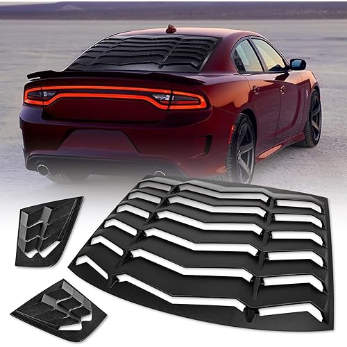 Rear & Size Window Louver Compatible with Dodge Charger 2011-2023 SXT GT R/T Scat Pack SRT Hellcat Widebody Redeye Daytona Windshield Sun Shade Cover in GT Lambo Style ABS Matte Black