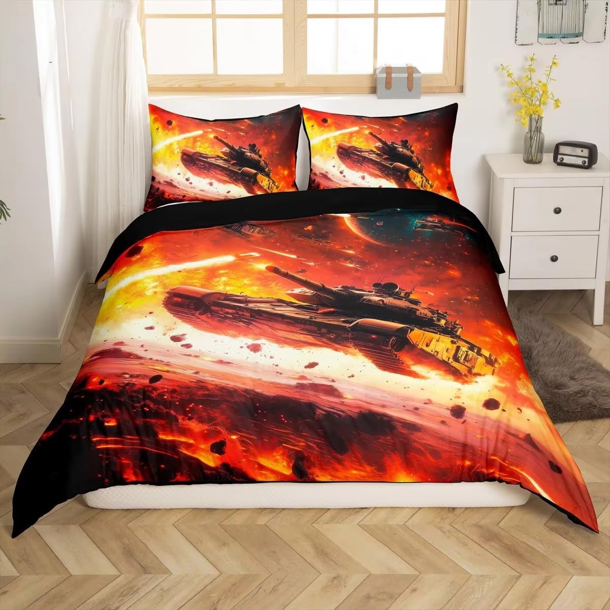 NDXRWDZR King Size Duvet Set Tucker Duvet Cover with Zipper Closure Bedding Set for Aldults Kids Soft Hypoallergenic Microfiber Quilt Cover 230x220 cm + 2 Pillowcases 50x75 cm