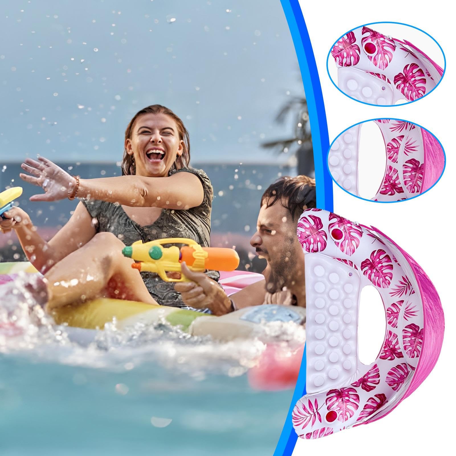 Flotteurs adultes pour la piscine, hamac de piscine gonflable, chaise longue flottante avec porte-gobelet et pare-soleil pour les activités sur le lac Rivière Natation été et amusement en plein air