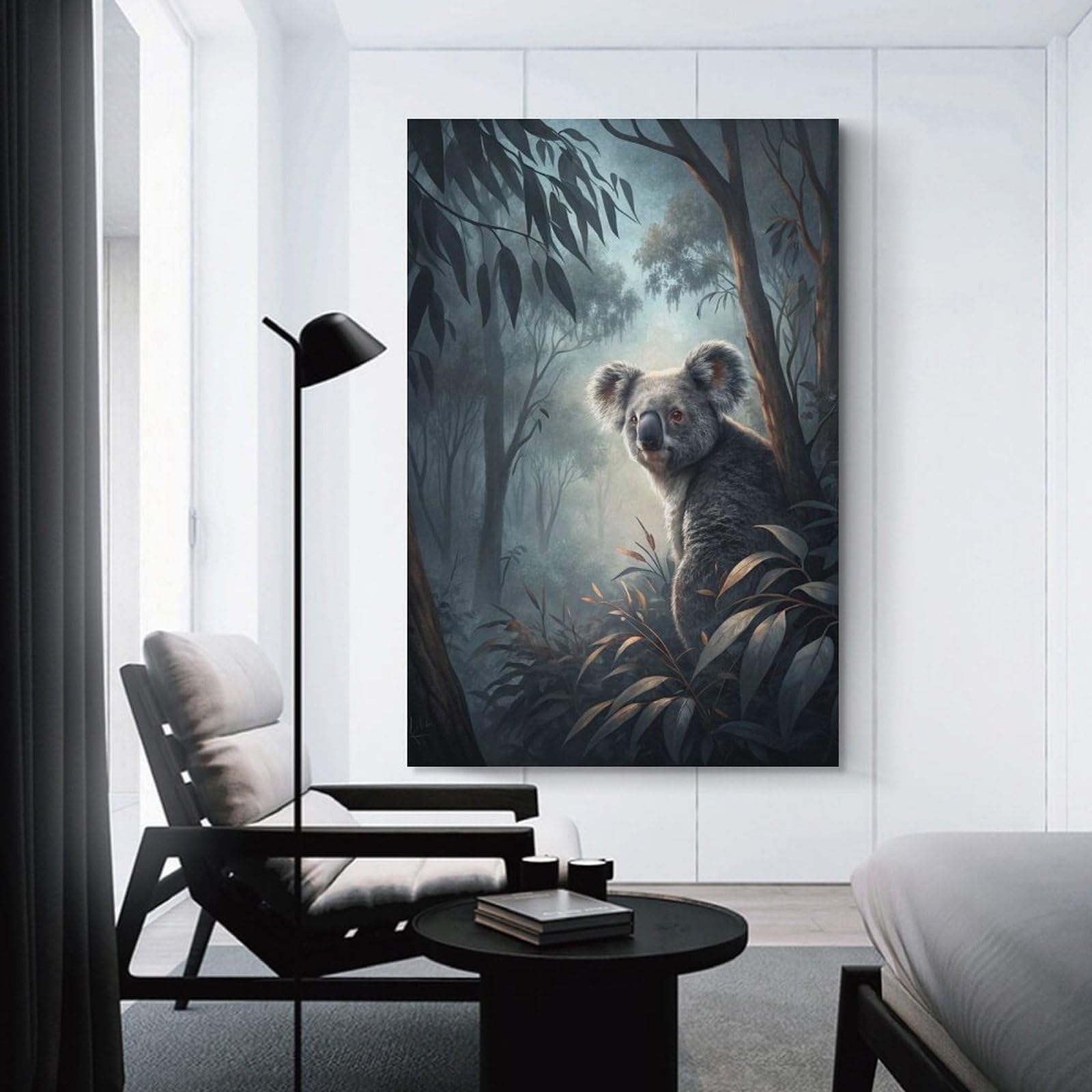 Junmoney Unframe-Style-5-1 Hanging Wall Art Koala In A Misty Forest, 16X24inch(40X60cm), For Wall Displays, Bedrooms Or Room Updates, Wall Decor Suited To Curated Displays
