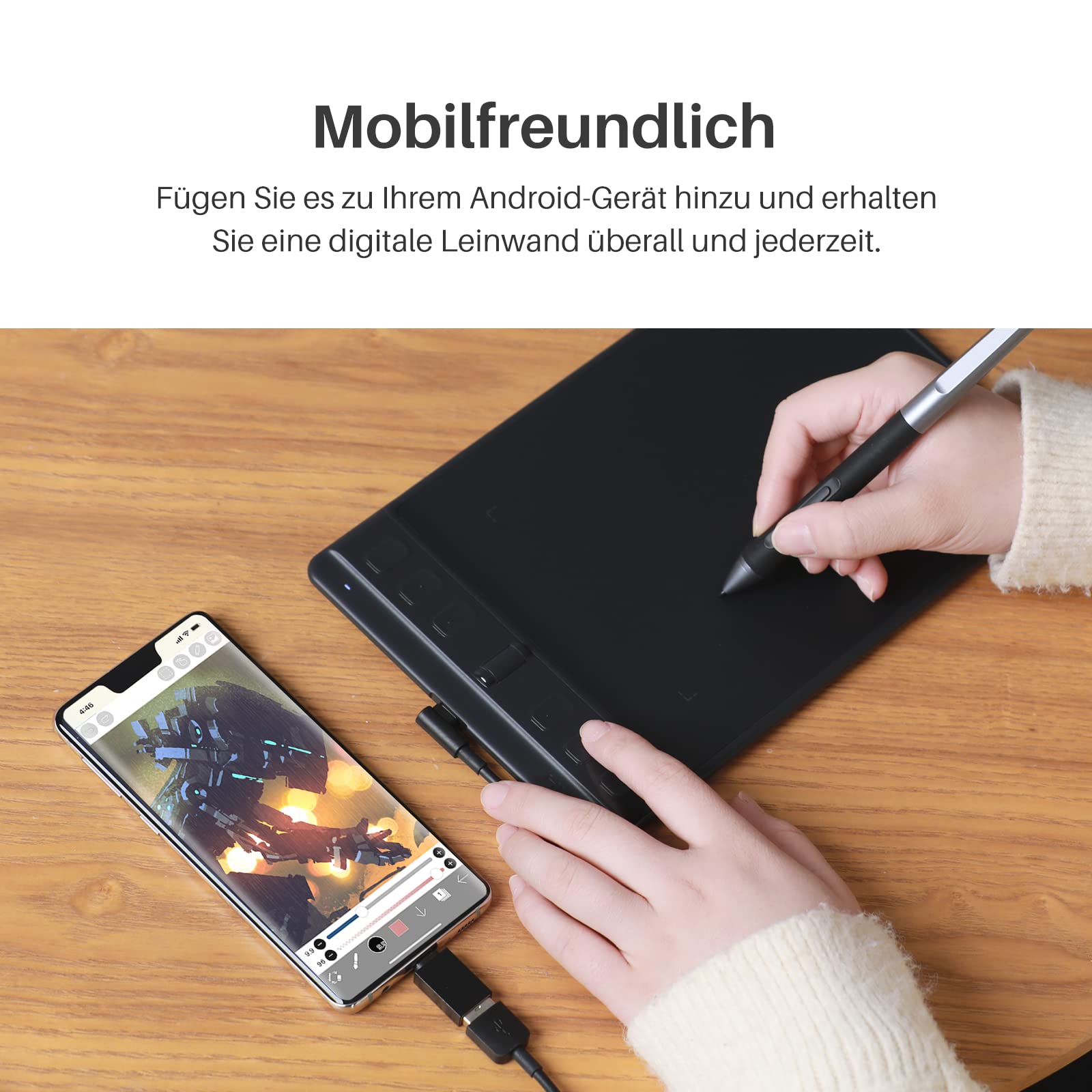 HUION Inspiroy 2 S Grafiktabletts, 6,3 x 3,9 Zoll Tragbares Zeichentablett mit 8192 Stufen batterielosem Digitalstift, 6 Drucktasten + Scroller, für Windows Mac Linux Android ChromeOS