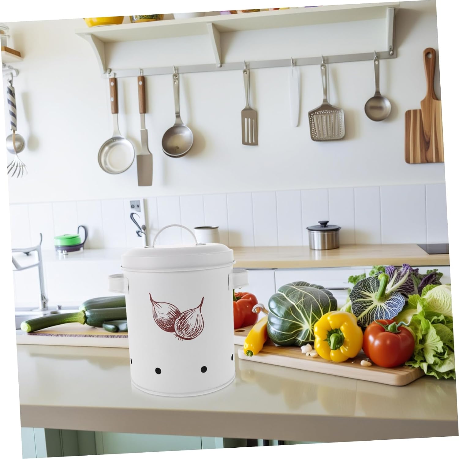 VICASKY Potato Onion Garlic Storage Potato Canister Ventilation Vegetable Keeper Kitchen Storage Container