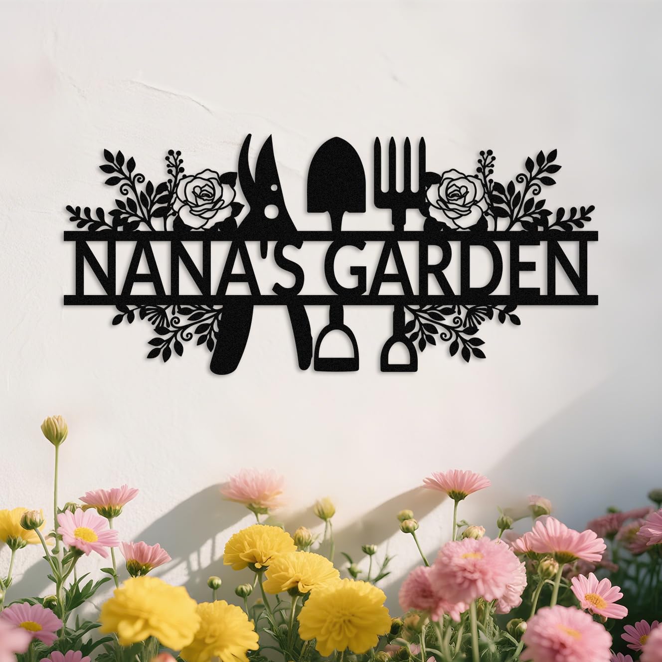 Met5kdm Style-5 Personalized Garden Tools Metal Wall Art,Custom Garden Metal Name Sign,Outdoor Yard Patio Greenhouse Decor,Gardeners Gift Style 5