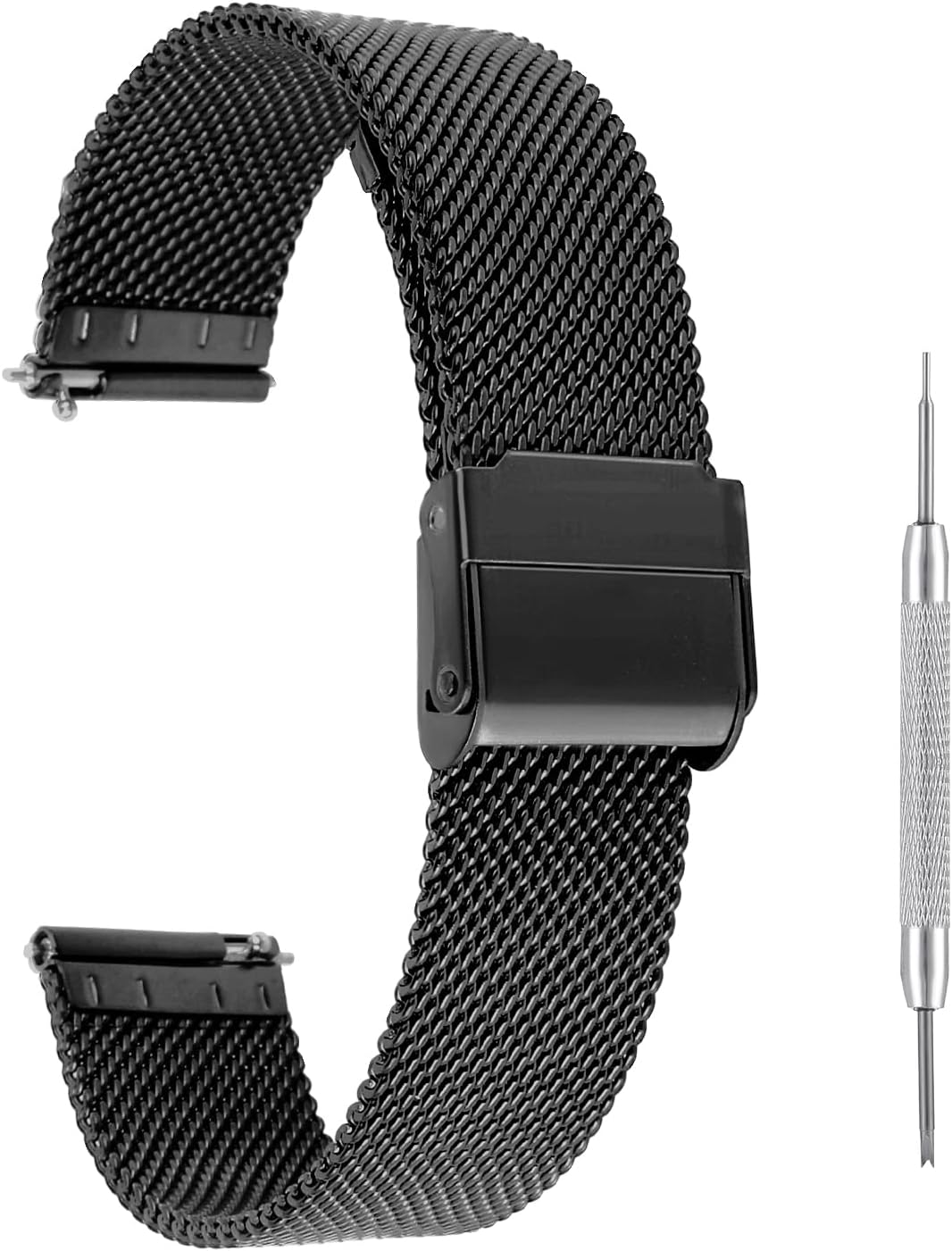 Quick Release Stainless Steel Watch Straps, Adjustable Milanese Mesh Wristband, 16mm-20mm Lug Width, Replacement Band for Men & Women