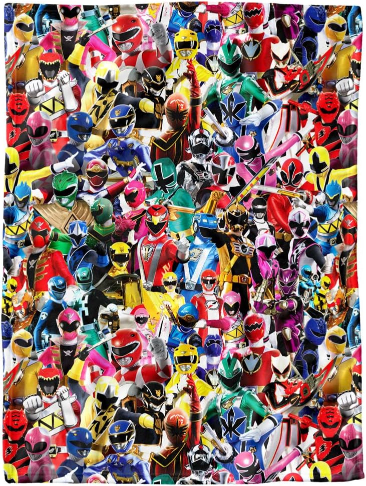 LOGOVISION Power Rangers Lightweight Baby Blanket, 30"X40", Crowd of Rangers Unisex for Infants Girls & Boys