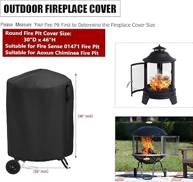 Fire Pit Cover Tall for Outdoor 28 Inch Round Fireplace with Wheels