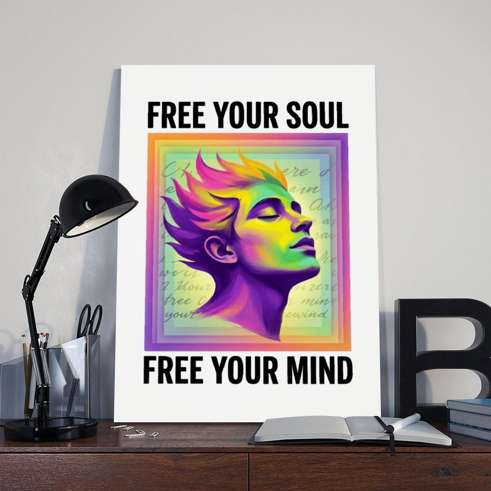 AYINUER Buntes abstraktes Portrait-Leinwand-Poster, Wandkunst, Dekordruck, Gemälde für Wohnzimmer, Schlafzimmer, Dekoration, ungerahmt, Druck-Stil, 61 x 91,4 cm (L x B)