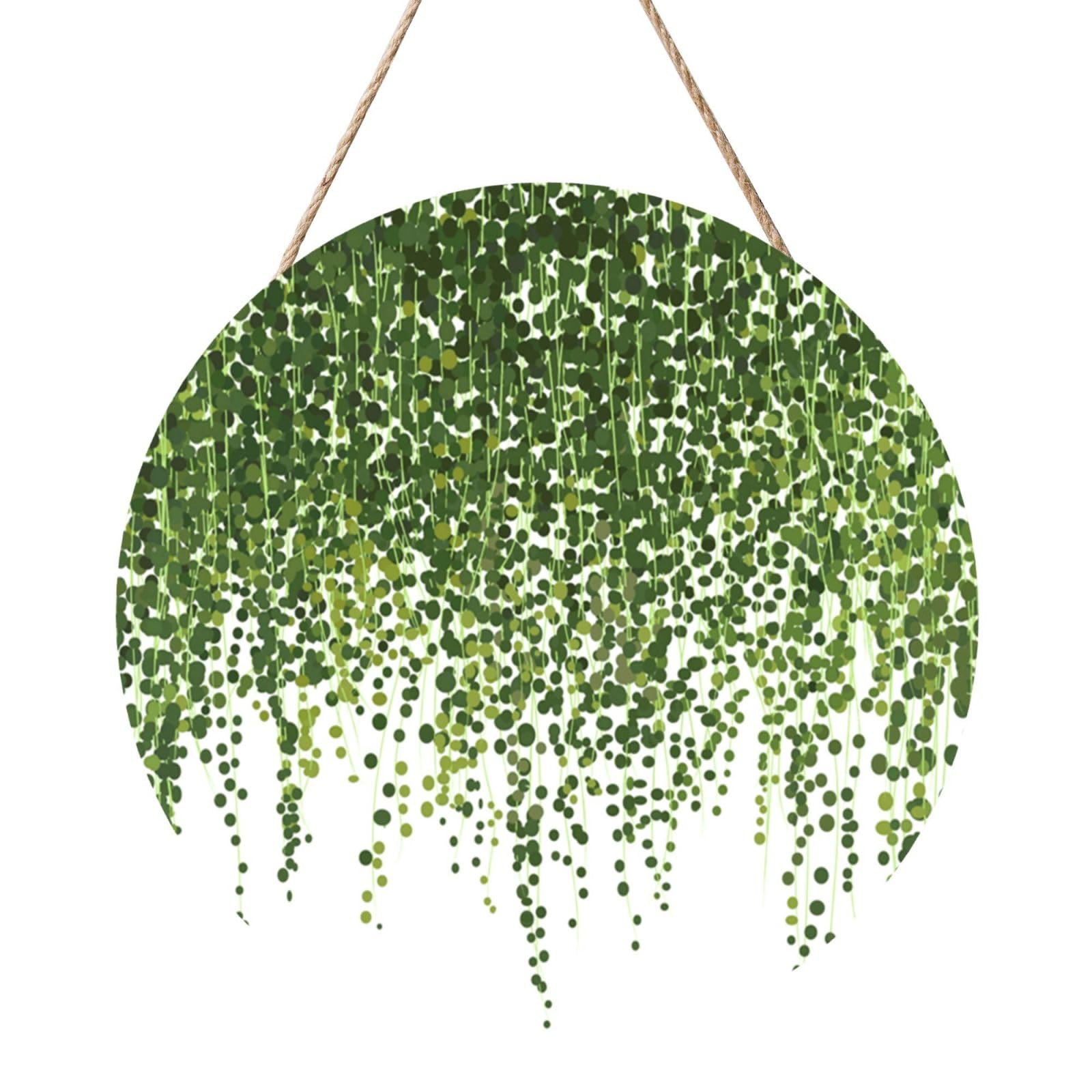 InOmak Realistic Ivy Plant Isolated On Nature, Round Wood Panel Painting 12 in, Wall Hanging Painting For Home