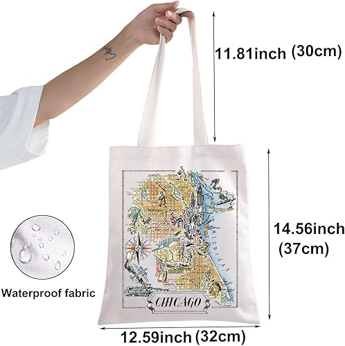 Miniatura 2 de BWWKTOP Chicago Bolsa de viaje Chicago Souvenirs Regalos Chicago Bolsas de comestibles reutilizables Chicago City Trip Regalos