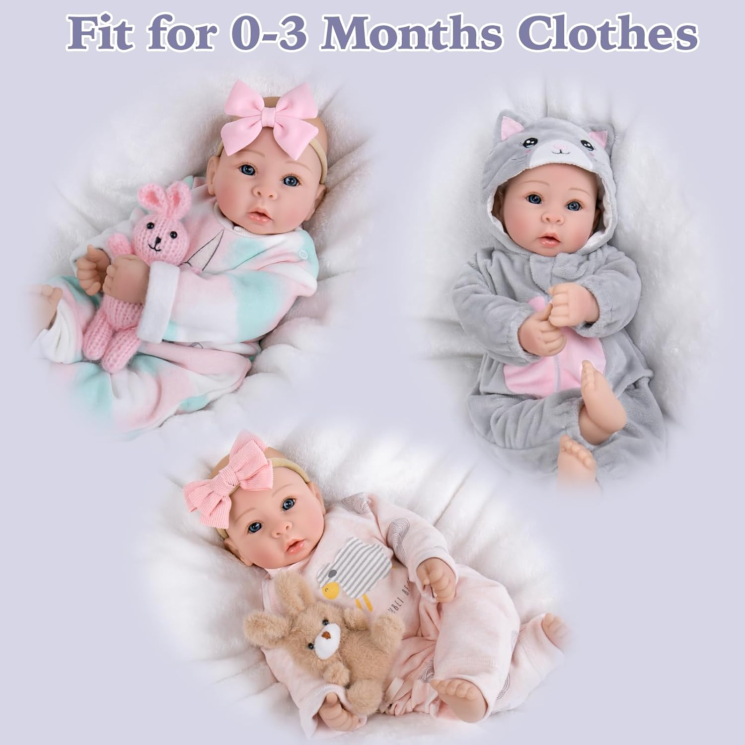 Aori Lifelike Baby Dolls - Realistic 17-Inch Baby Girl with Cute Lightweight Body, Real Life Baby Doll Set with Accessories for 3+ Kids Girls & Collection