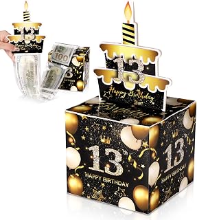 13th Birthday Money Box, 4.72 Inch Surprising Money Gift Box Money Roll Pull Out Surprising Box Money Box Cash Pull for Women Men Best Friend Birthday Anniversary