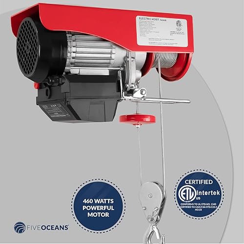 Miniatura 5 de Five Oceans Polipasto eléctrico, sistema de polea de elevación, cabrestante eléctrico de 440 libras con control remoto inalámbrico de 110 voltios -