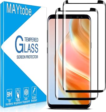 MAYtobe [2-Pack Designed For Samsung Galaxy S8 Plus, S8+ Screen Protector Tempered Glass, 3D Full Curved Dot Matrix, HD Clear, Case Friendly, Easy to Install