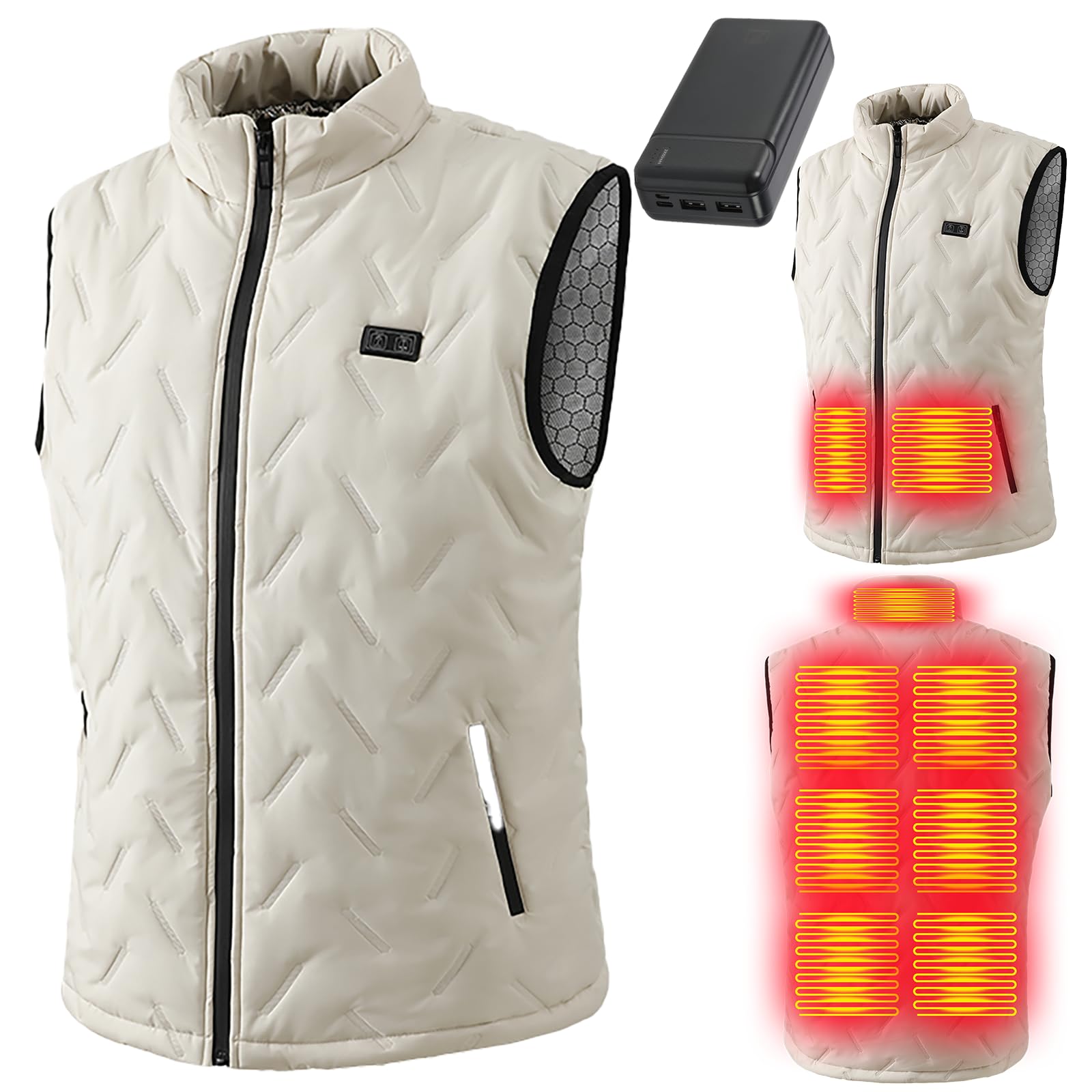 Electric Heating Vest, Made in Japan, Fiber Heater, 20,000 mAh, Large Capacity Battery, Large Size M-5XL, 9 Heat Settings, Heat Vest, 3 Temperature Adjustment, Inside-out, USB Powered-picture-21