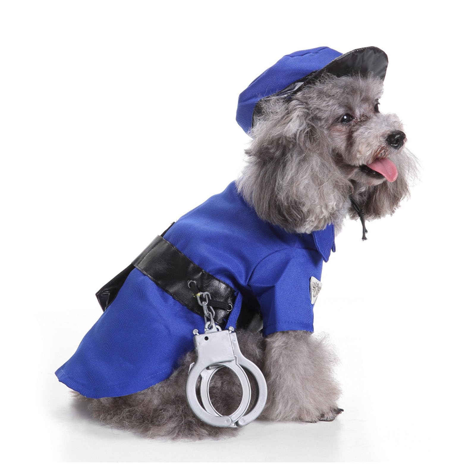 Dog Police Costume Dog Cosplay Outfit Breathable Funny Puppy Costume for Teddy for Christmas Halloween (Blue Policeman)