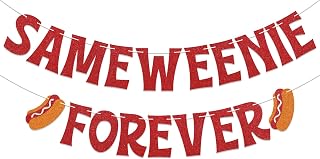 Same Weenie Forever Banner - San Diego Bach Party Decor, Hotdog Theme Bacheloratte Bridal Shower Party Decorations Red Glitter