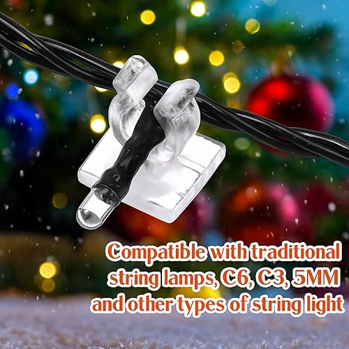 Miniatura 4 de Pangda 50 mini clips de luz adhesivos transparentes para interiores, mini clips de luz para tiras colgantes de cadena exterior en la pared del techo