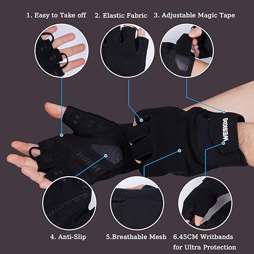 Miniatura 5 de Guantes de entrenamiento para hombres y mujeres, guantes de ejercicio para levantamiento de pesas, protección completa de la palma, para