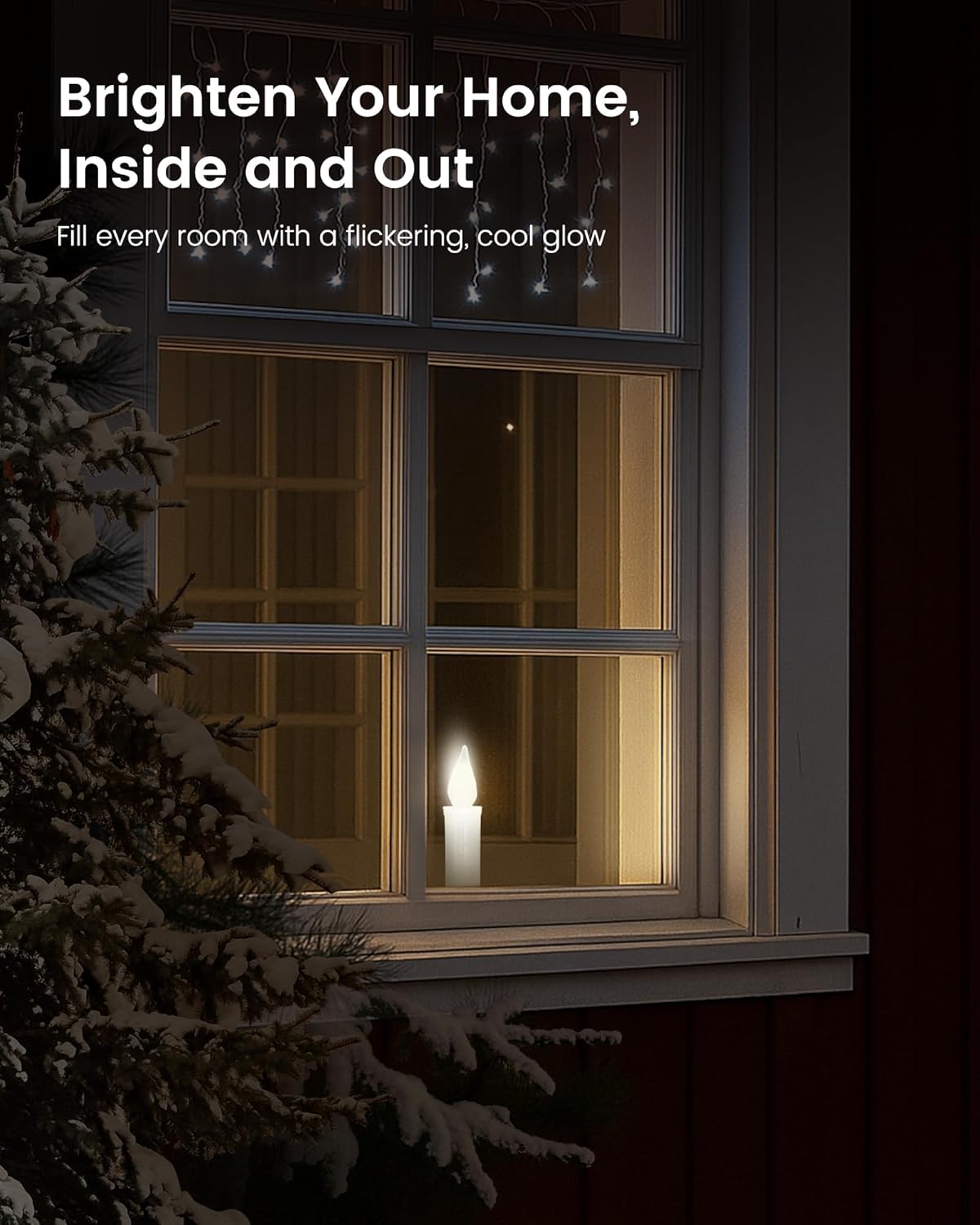 SURAIELEC Battery Operated Christmas Window Candles with 6H Timer, Flickering Cool White LED Candles, Window Candle with 1.7‘’ Narrow Base for Windowsill, Mantel, Dining Table, Matte Black, 4-Pack - Image 6